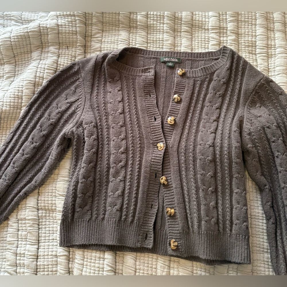 Cable Knit Cardigan - dark grey